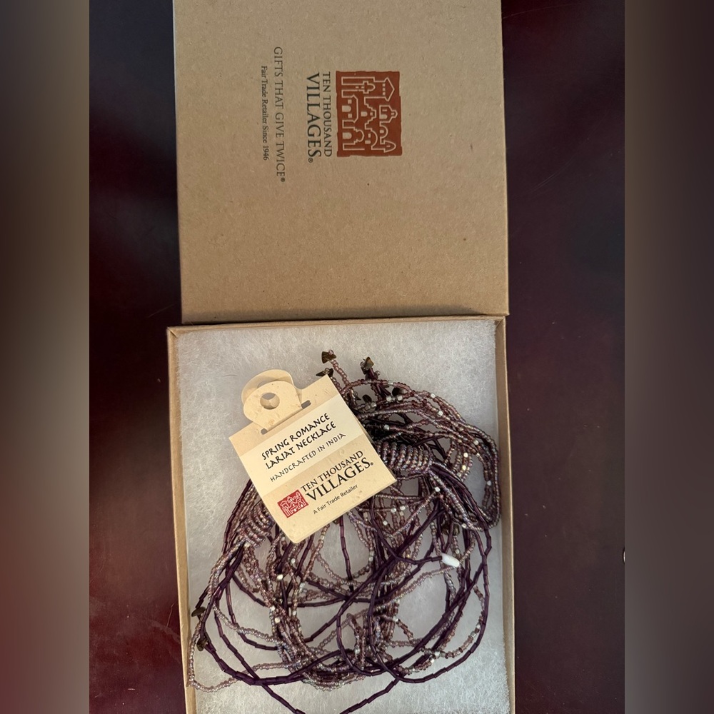 Lilac Beaded Lariat Necklace wrap NWT
